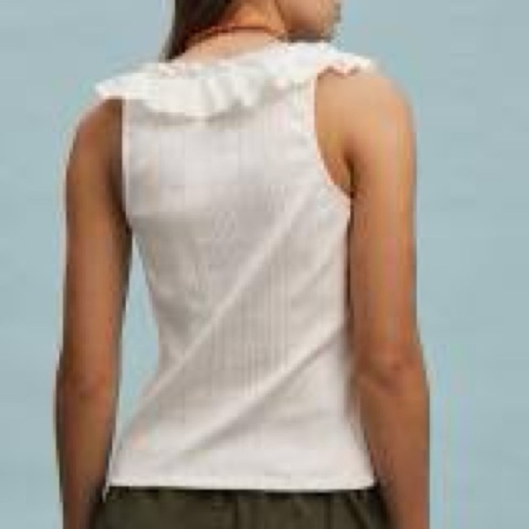 Madewell Tops - NWT Madewell ribbed tank with ruffle collar size medium